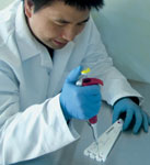 Scientist using a Checkit in the lab