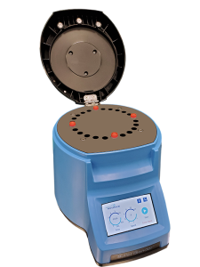 An opened Bullet Blender with someone placing tubes inside