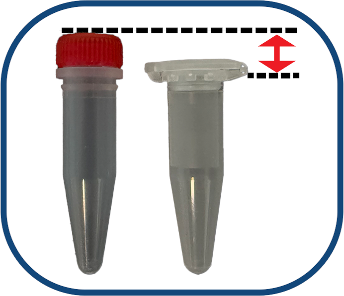 Comparison showing screw-cap tubes are taller than snap-cap tubes